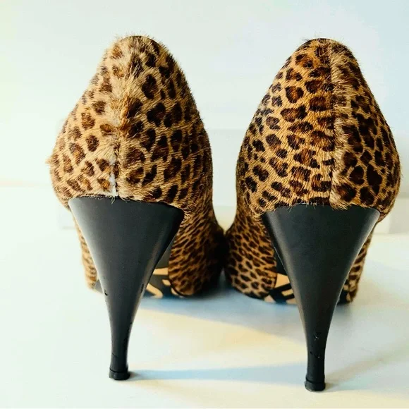 Fendi black tan calf hair animal print heels pumps 38 - Picture 7 of 10